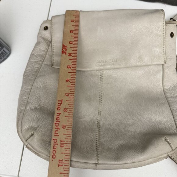 American Leather Co. Liberty Flap Backpack Bag Women's Off White Beige 11"x11" - Picture 6 of 7